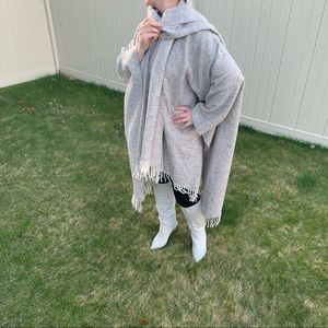 Clifford & Wills Poncho/Cape with Tie Scarf & Fringe